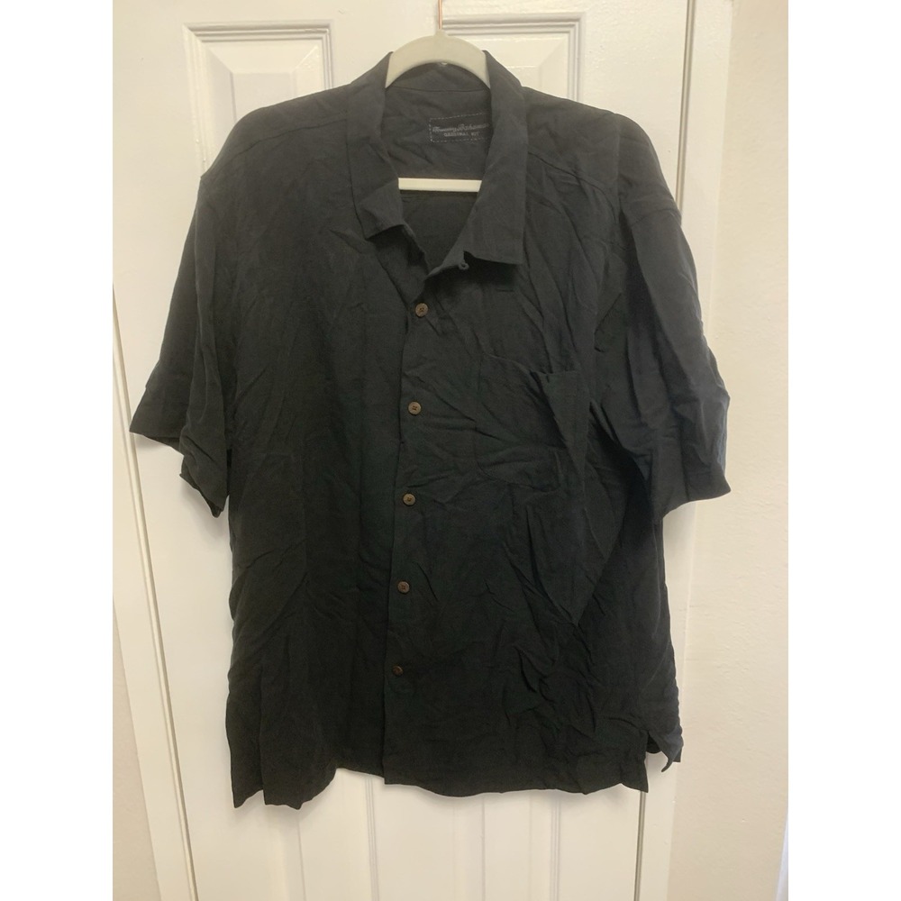 NWT Tommy Bahama Rio Fronds Black 100% Silk S/S Button Up Camp Men's Shirt XL